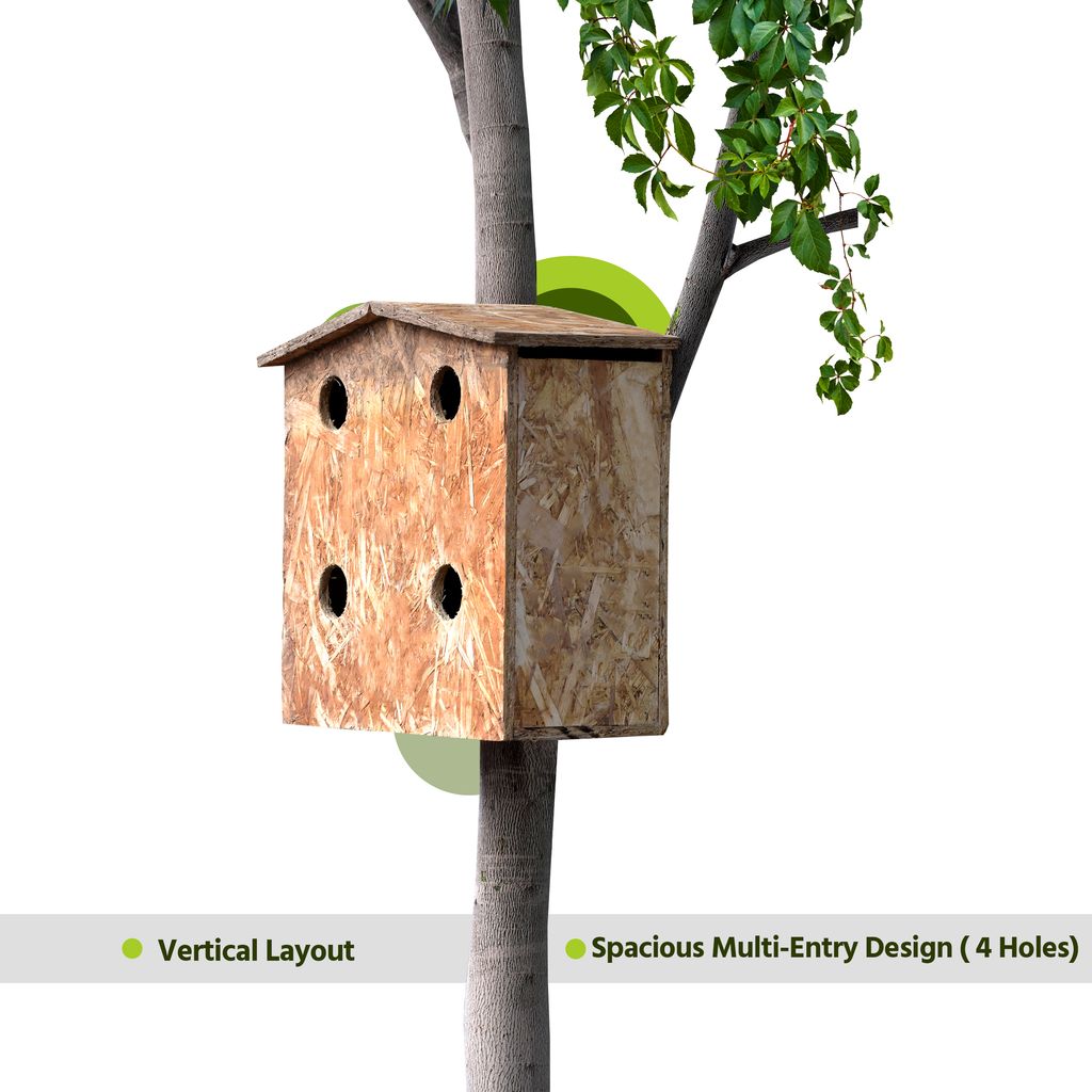 Ami Jivdaya 4 Family Wooden Bird House. No5