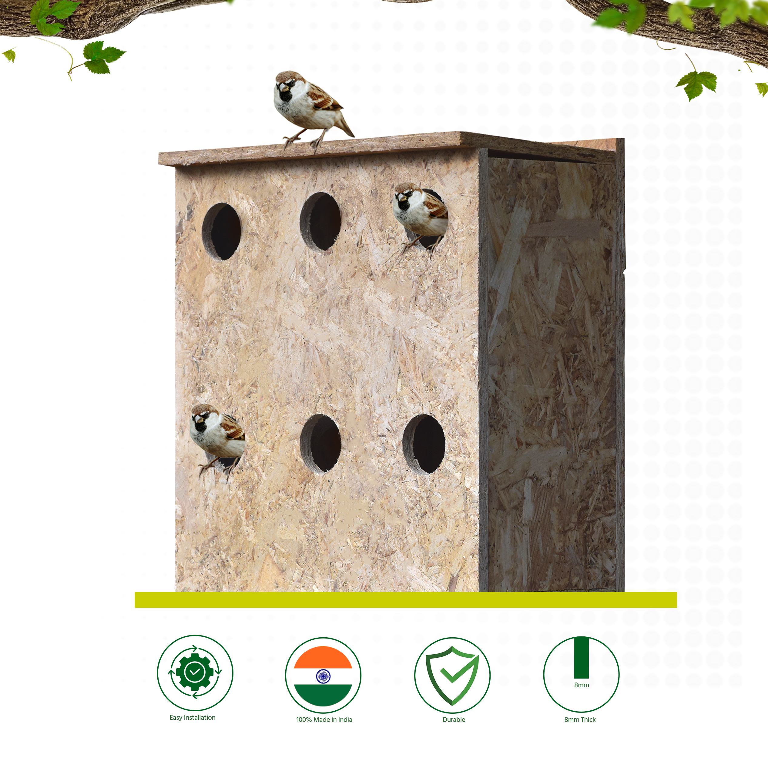Ami Jivdaya 6 Family Wooden Bird House. No6