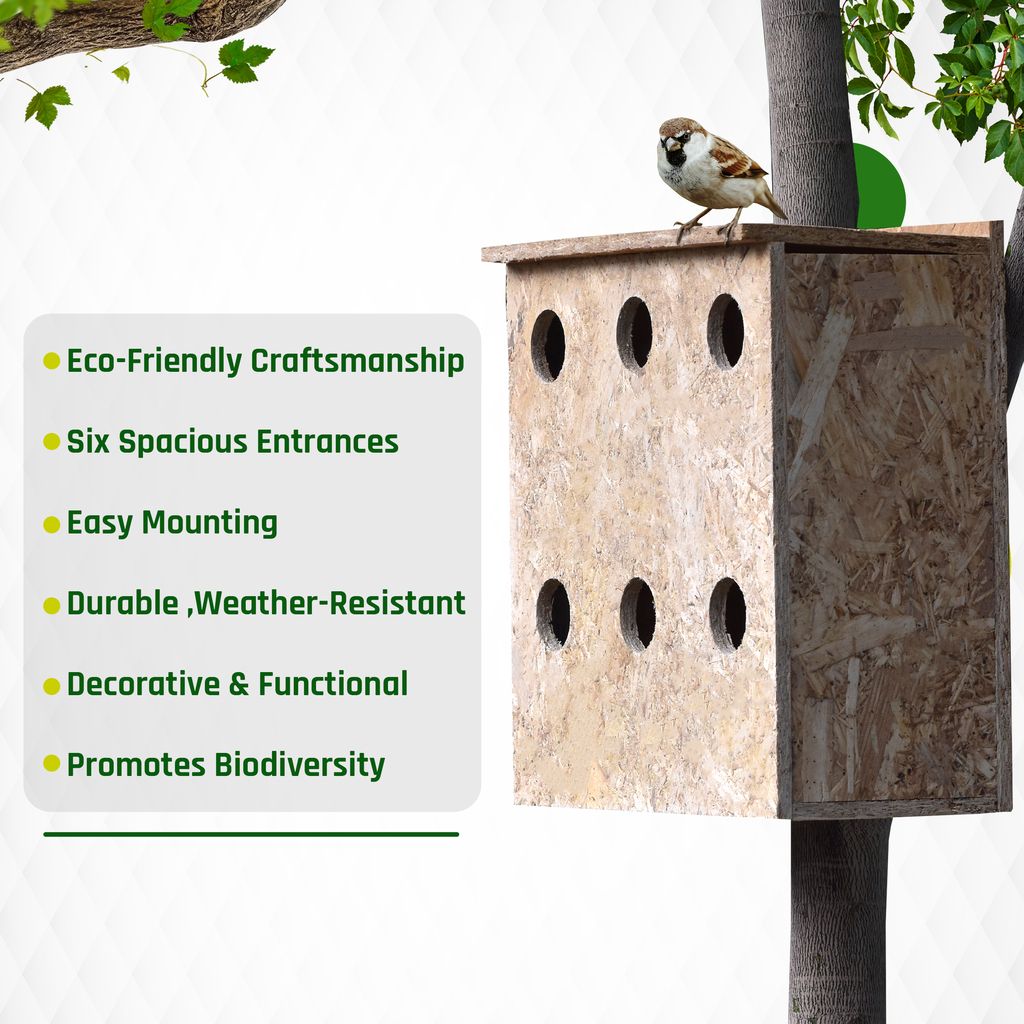 Ami Jivdaya 6 Family Wooden Bird House. No6