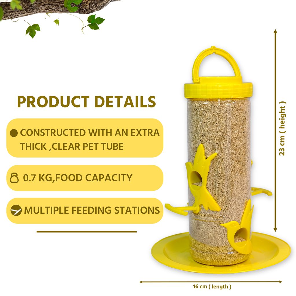 Ami JIvdaya Medium Bird Feeder Yellow Pack Of 1