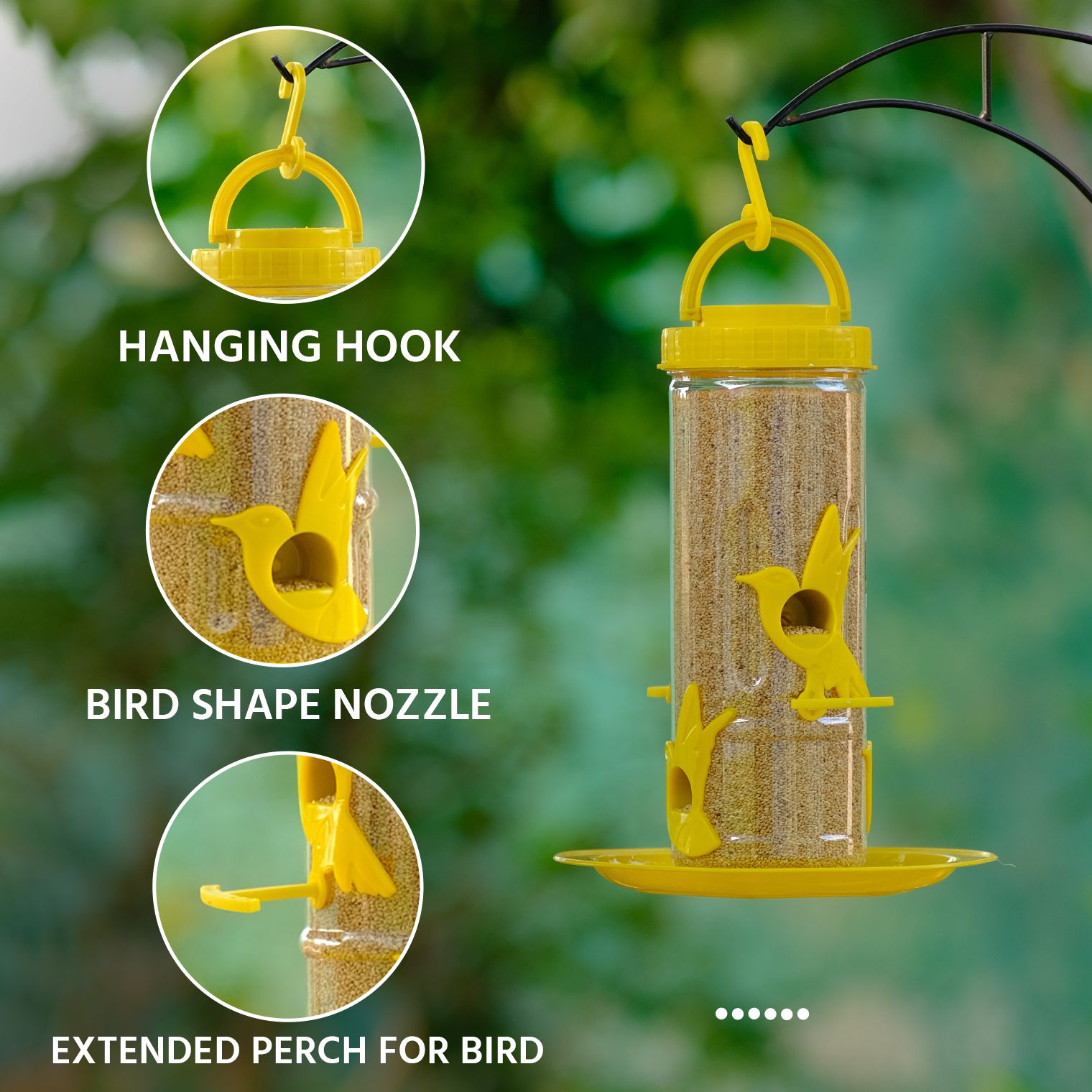 Ami JIvdaya Medium Bird Feeder Yellow Pack Of 1