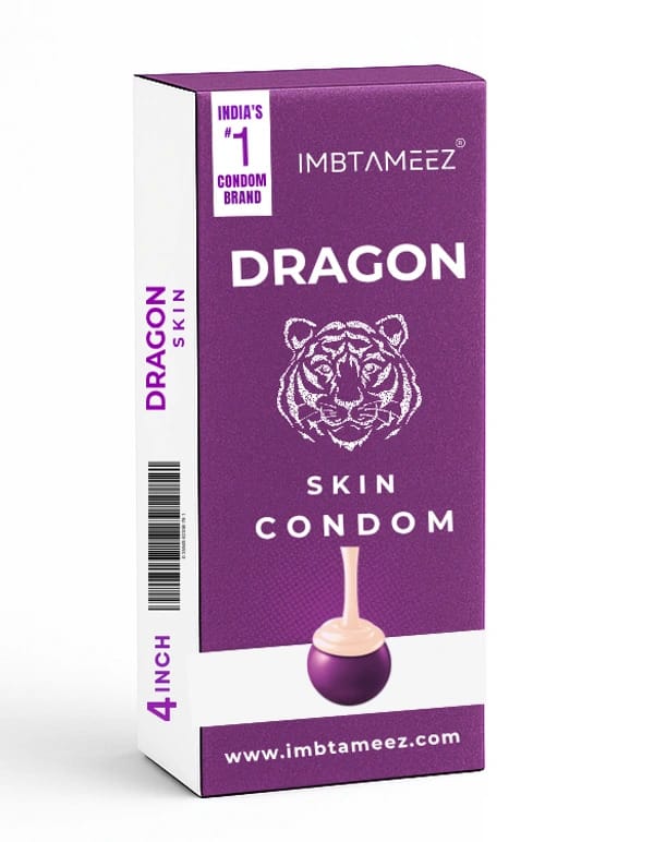 Imbtameez Dragon Silicone Condom Royal Edition | 4 Inch Reusable Dragon Skin Condom | Latex-Free, Washable Sleeve for Men