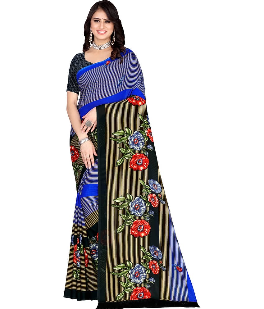 LEELAVATI Georgette Embroidered Saree With Unstitched Blouse Piece ( Multicolor )
