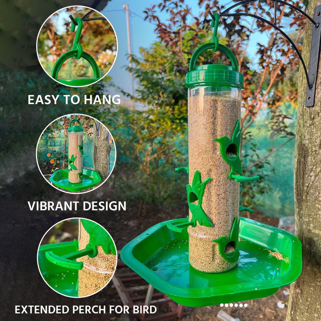 Ami JIvdaya Large bird Feeder Green With Big Bowl.( Pack Of 1)