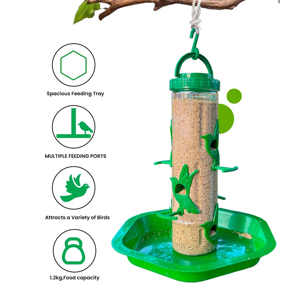 Ami JIvdaya Large bird Feeder Green With Big Bowl.( Pack Of 1)