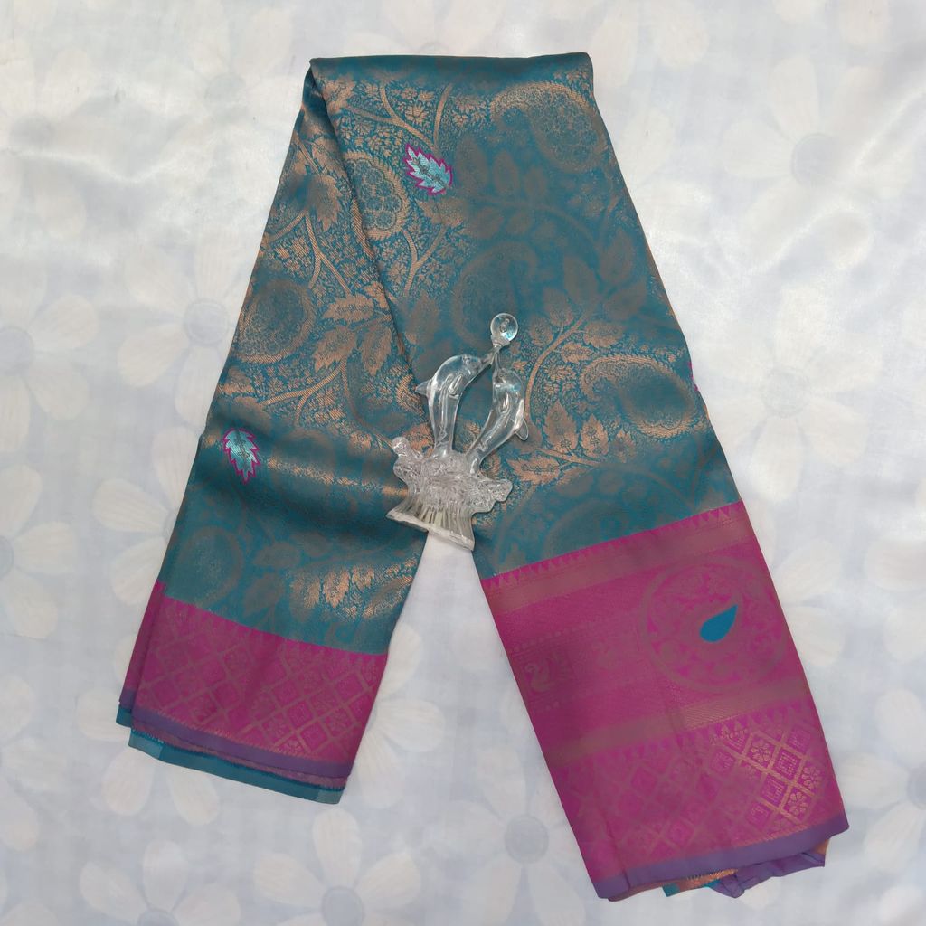 Kubera Silk Cottton Saree with Blouse - Sky Blue