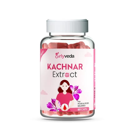 Girlyveda Kachnar Extract for Thyroid & Hormone Balance – Ayurvedic Support for PCOS, Period Regulation & Gland Health – 60 Capsules