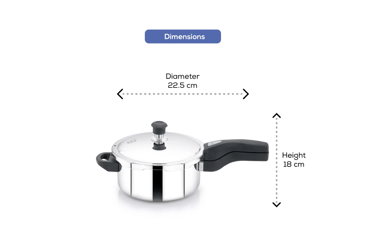 Navarasa Triply Pressure Cooker | Outer Lid | Stainless Steel | 5 L - Induction Compatible | ISI Certified