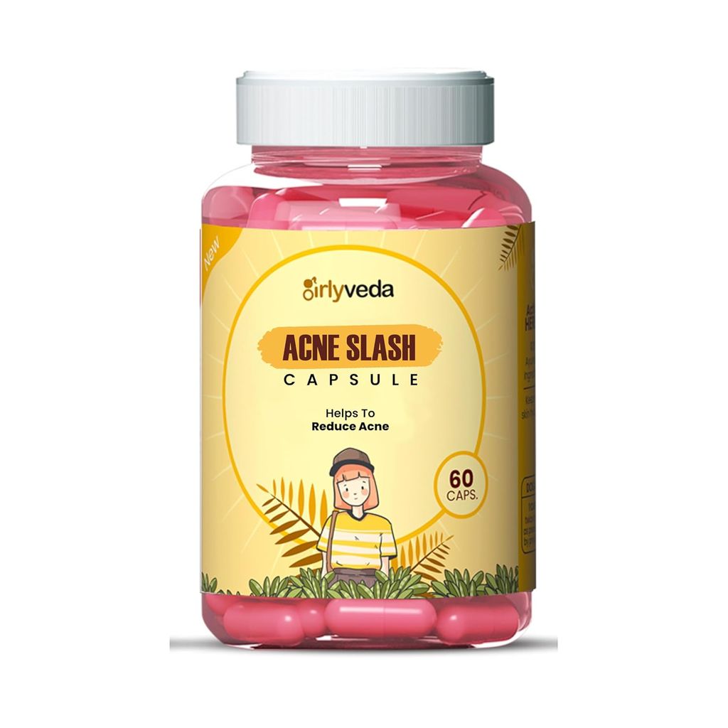 Girlyveda Anti‑Acne Ayurvedic Capsules (60) – Herbal Blood‑Purifier for Clear Skin, Acne, Pimples & Dark Spot Removal”