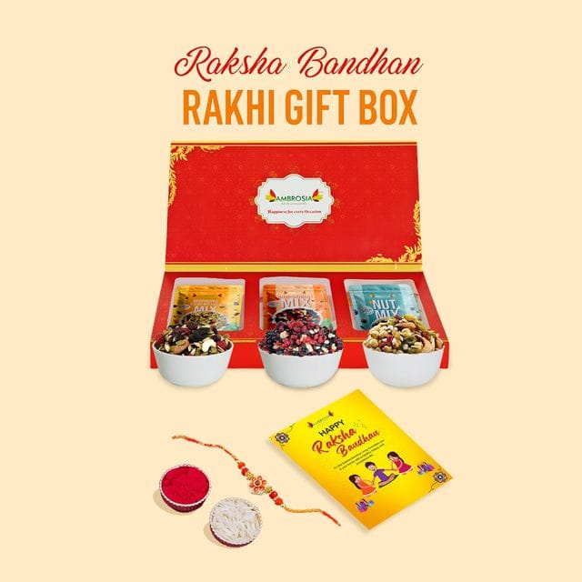 Ambrosia TrailMixes Diwali Gift Hamper 600g (each pack 200g) | Packed with premium crunchy Nut Mix, BerryMix & Morning Mix 600g