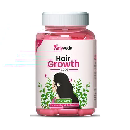 Girlyveda Ayurvedic Biotin Capsules for Hair Growth | Vitamin B7 Supplement for Women | Hair Fall Control, Strong Hair, Healthy Scalp – 60 Caps