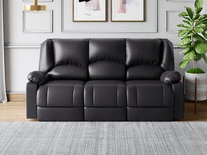 Rhine V3 3 Seater Recliner (Synthetic Leather, Brown)