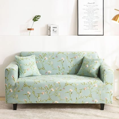 DARIYA JAIPUR EXCLUSIVE STRETCHABLE SOFA COVER-Pastel Green / 1 SEATER