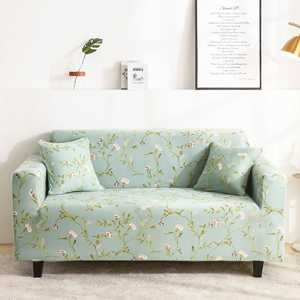 DARIYA JAIPUR EXCLUSIVE STRETCHABLE SOFA COVER-Pastel Green / 1 SEATER