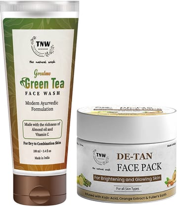 Combo of 2- De Tan Pack 50gm + Green Tea Face Wash 100ml