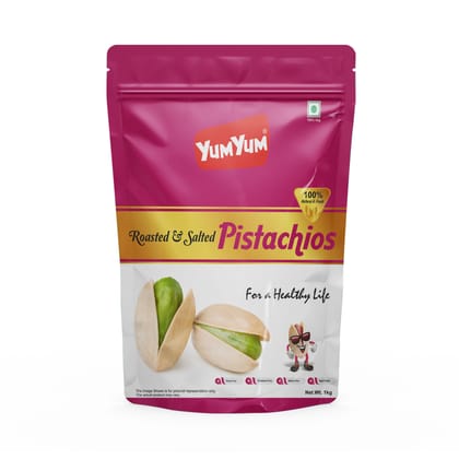 YUM YUM Roasted & Salted Jumbo Size Pistachios Nut 1kg | Pista Dry Fruits | Super Crunchy & Delicious Whole Shelled Nuts | Gluten Free & Low-Calorie - 1kg pouch YUM YUM Roasted & Salted Jumbo Size Pistachios Nut 1kg | Pista Dry Fruits | Super Crunchy & Delicious Whole Shelled Nuts | Gluten Free & Low-Calorie - 1kg pouch