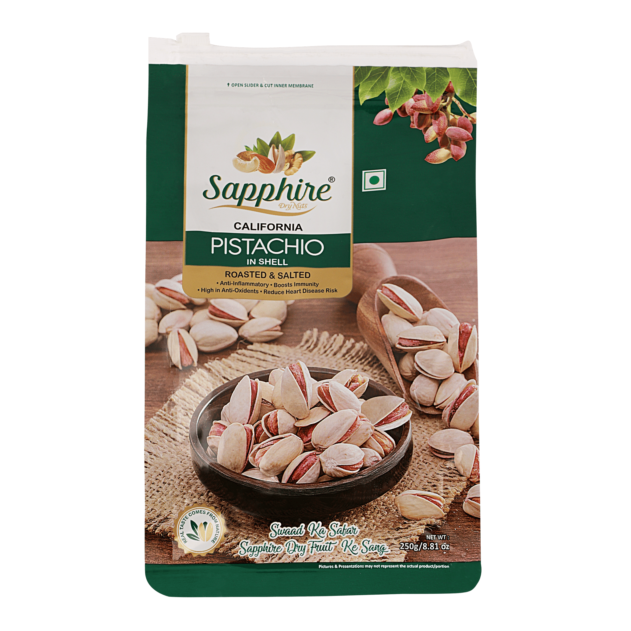 Sapphire Dry Nuts Pista California Zipper Pouch 250gm