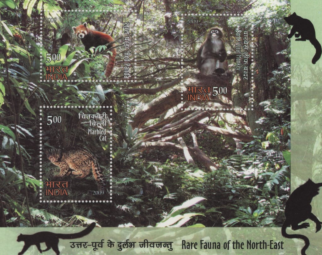 Shobhaphila's 2009 Rare Fauna of North East Indian Miniature Sheet( 1st Oct 2009)