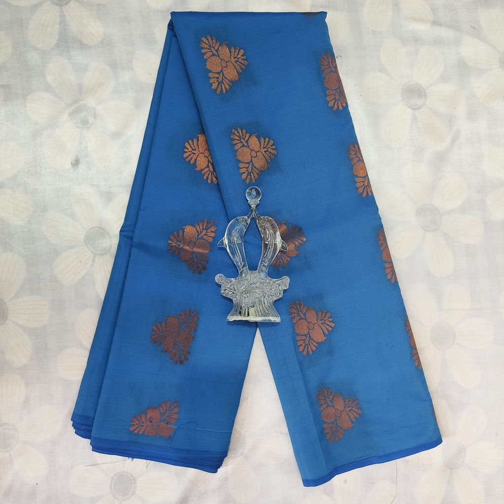 Soft Silk Saree with Blouse - Sky Blue