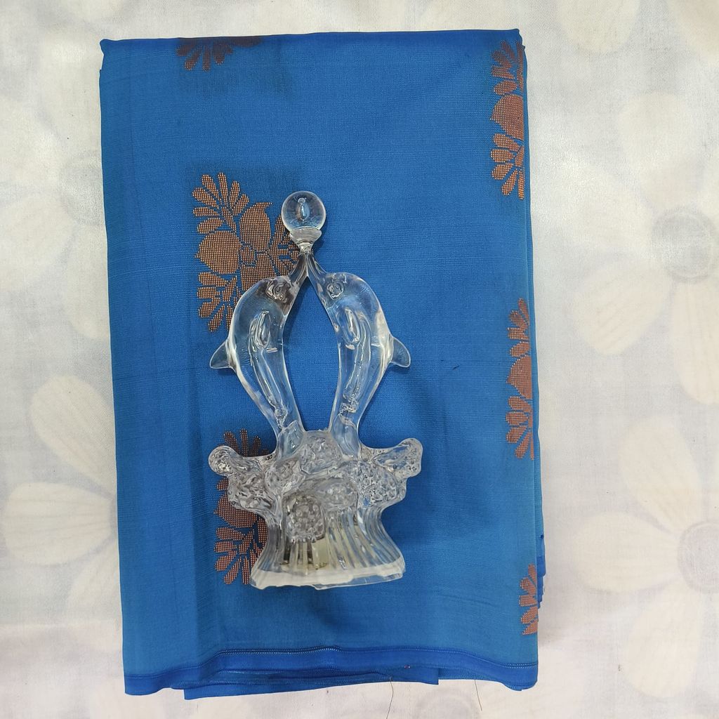 Soft Silk Saree with Blouse - Sky Blue