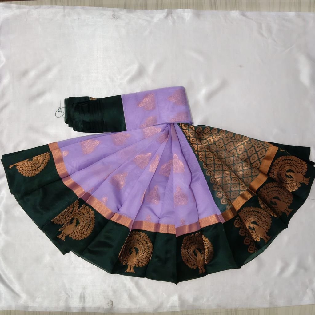 Silk Cotton Saree with Blouse - Lavender