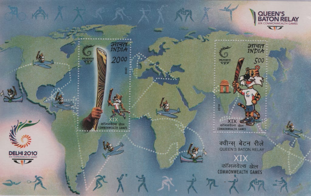 Shobhaphila's 2010 Delhi Commonwealth Games Queen's Baton Relay Indian Miniature SheetStamp ( 25th June 2010)