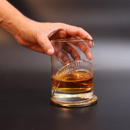 CrystalCut Handmade Whiskey Glass with Gold Rim - Set of 2-Whiskey Glass