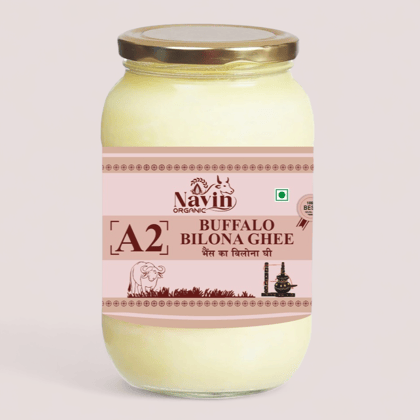 Navin Organic A2 Desi Buffalo Bilona Ghee, Made from Desi Buffalo Milk Ghee Glass Bottle