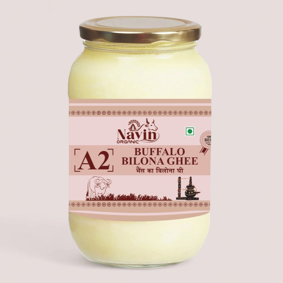 Navin Organic A2 Desi Buffalo Bilona Ghee, Made from Desi Buffalo Milk Ghee Glass Bottle