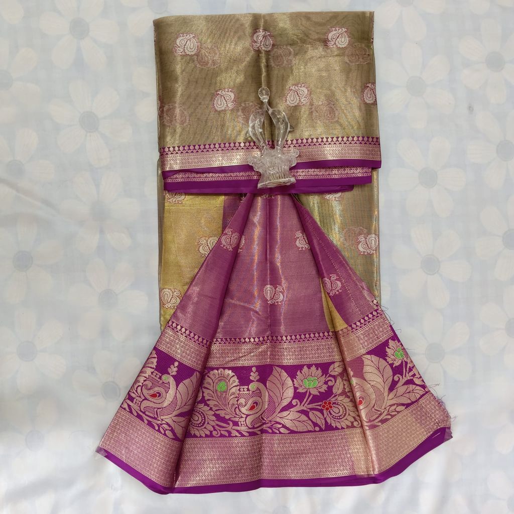 Tissue Silk Cotton Saree with Blouse - Sandal