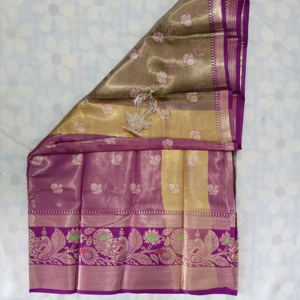 Tissue Silk Cotton Saree with Blouse - Sandal