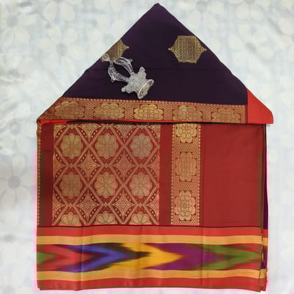 Soft Silk Saree with Blouse - Dark Purple