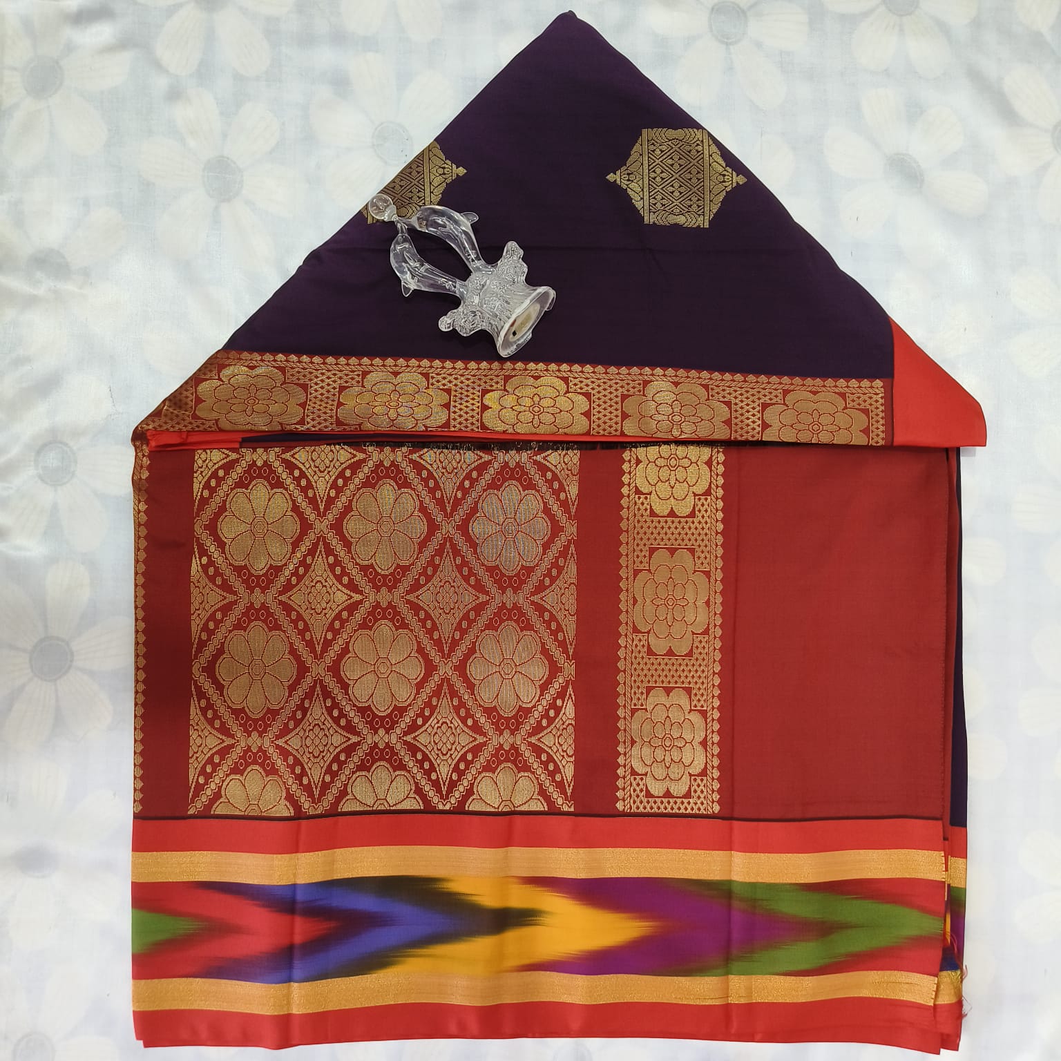 Soft Silk Saree with Blouse - Dark Purple
