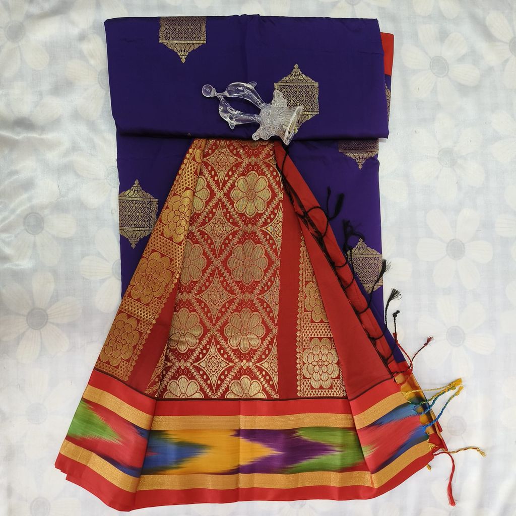 Soft Silk Saree with Blouse - Violet
