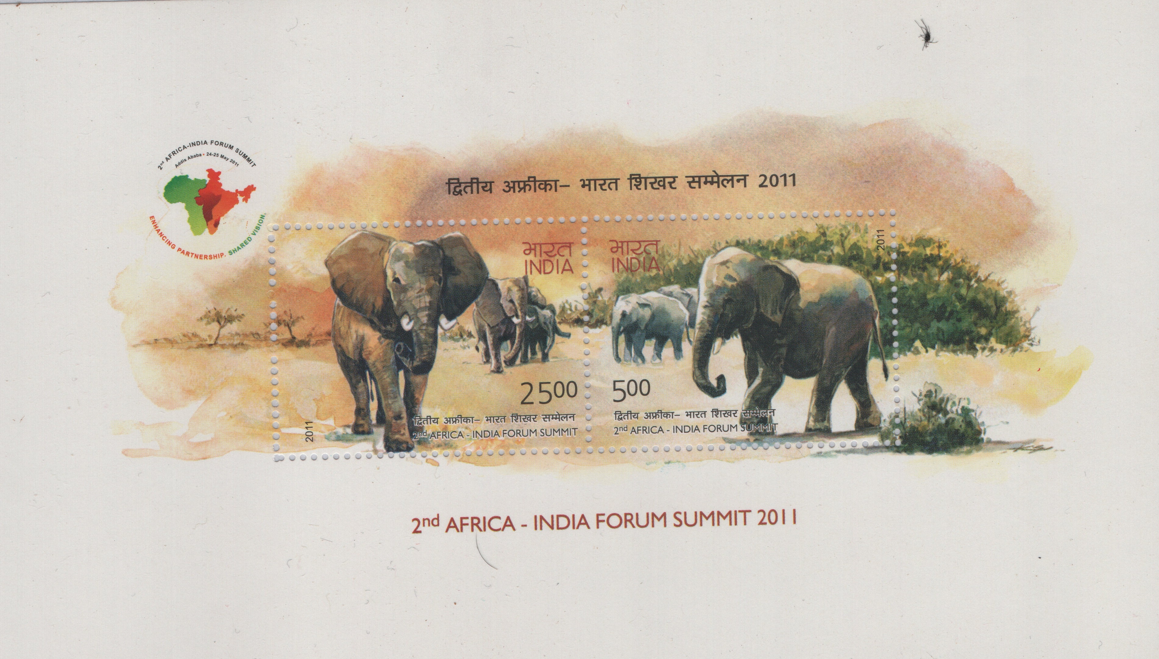 Shobhaphila's Indian Miniature Sheet -2nd Africa-India Forum Summit Stamp ( 25th May 2011)