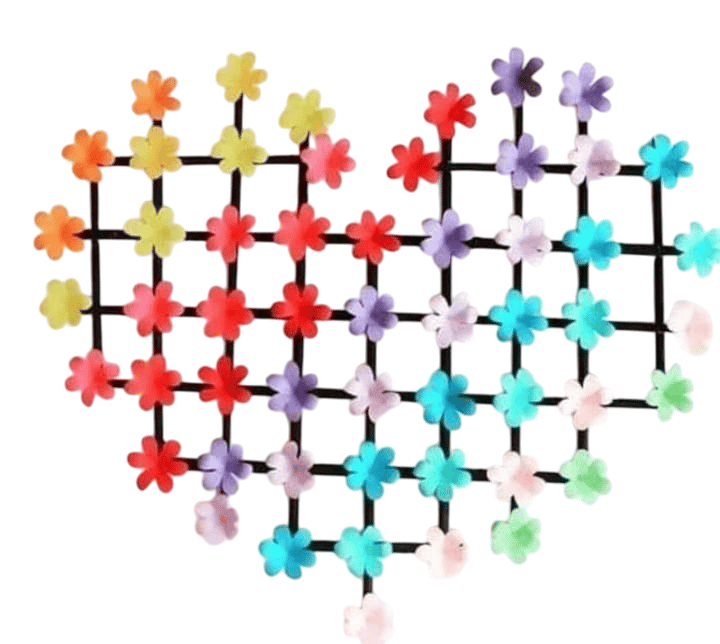 Colorful Heart-Shaped Floral Wall Hanging