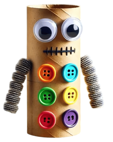DIY Craft Robot with Buttons and Googly Eyes