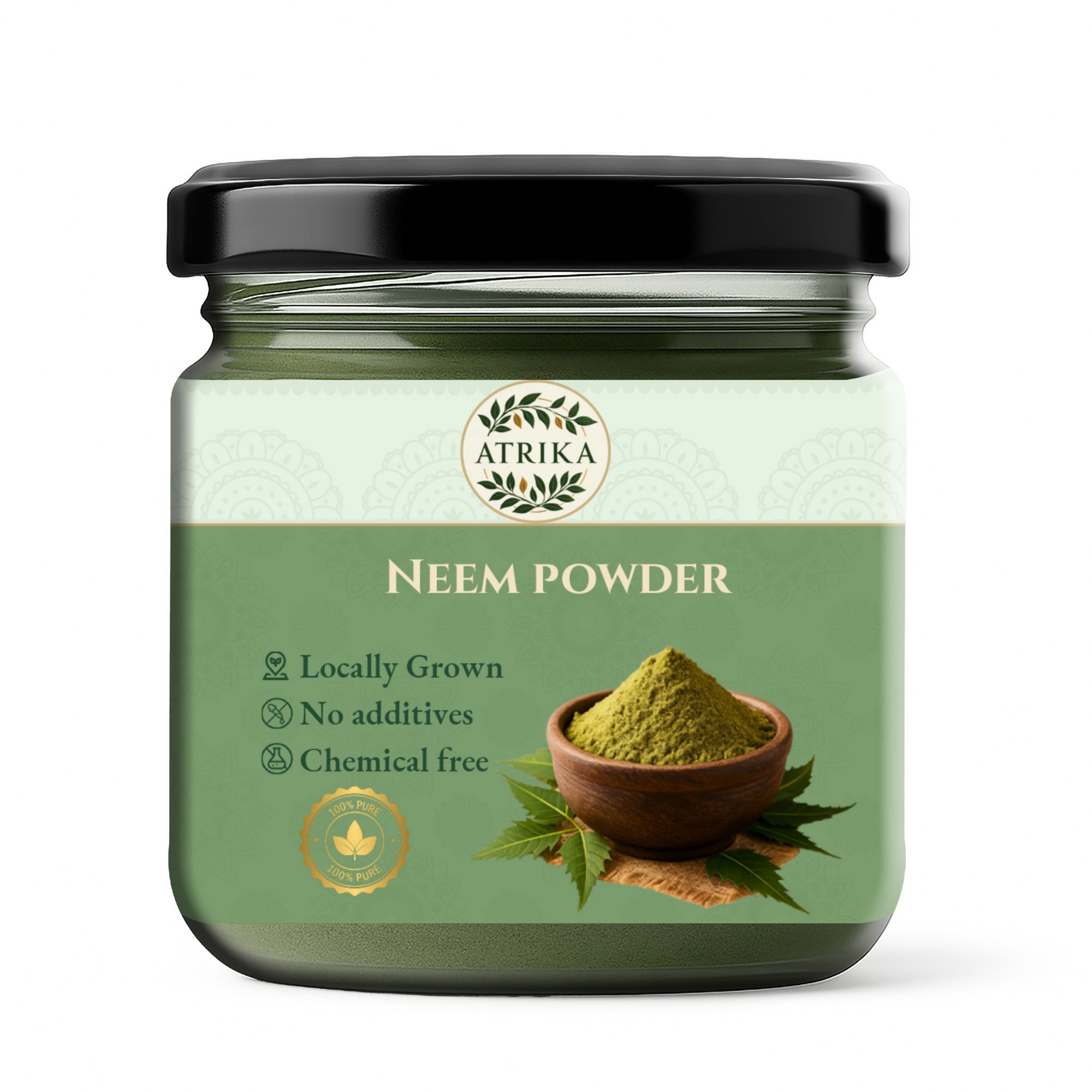 Atrika Neem Powder | For Acne, Dandruff, Detox | 100g | Pure Ayurvedic Leaf Powder