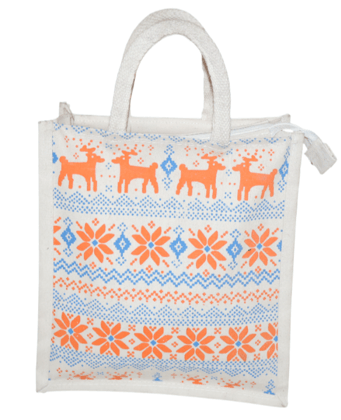 Reindeer Jute Tote Bag - Eco-Friendly & Festive