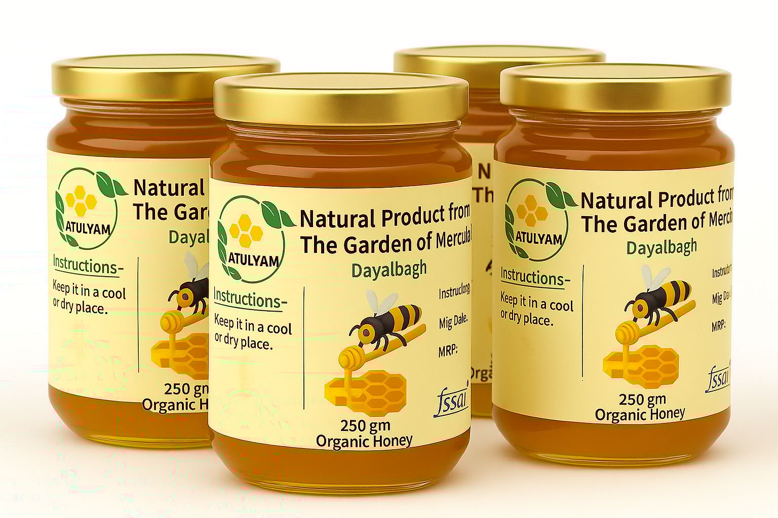 Atulyam Raw Organic Honey – 100% Pure & Natural Goodness from the Hive ( Pack of 4 ) - 1kg