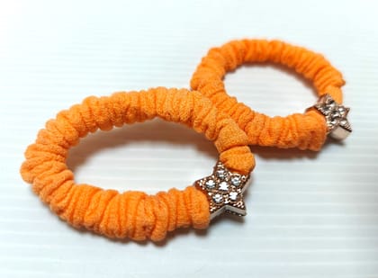 Orange Star Embellished Hair Ties - Stylish & Chic Hair Accessories