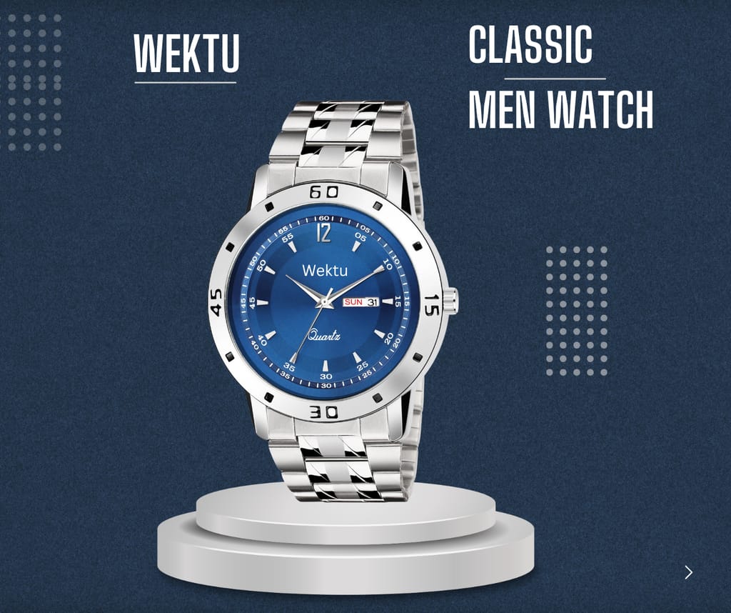 Wektu/POSH Premium Luxury Silver Watch with Engraved Detail