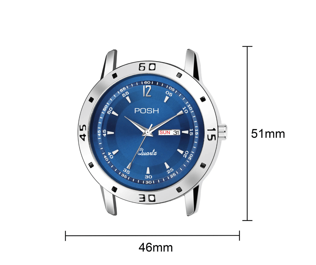 Wektu/POSH Premium Luxury Silver Watch with Engraved Detail