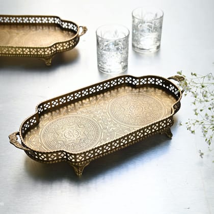 Gold Brass Etched Tray