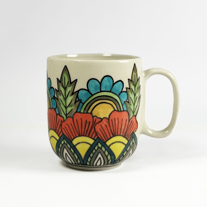 Heritales Utsav Multicolor Ceramic Mug for Coffee, Milk & Tea Lovers – 350 ML | Handcrafted in India |Vegan, Bone China-Free |Microwave, Dishwasher & Freezer Safe| Premium Artisanal Mug–  Set of 1