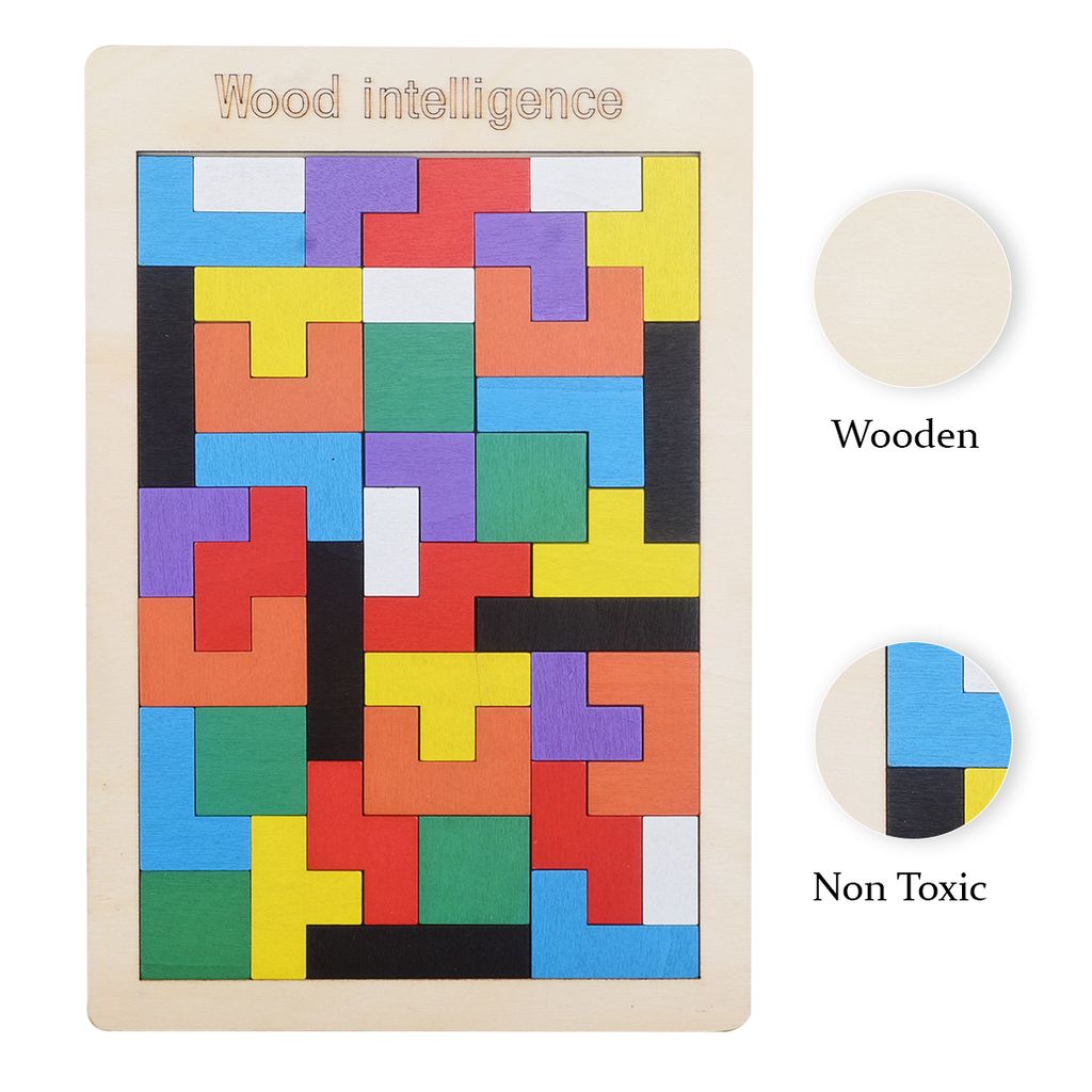 Multi Color Wooden Puzzle Board | Tetris Building Blocks Puzzle | Wooden Games | Children Toys