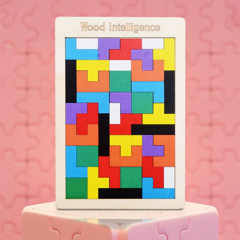 Multi Color Wooden Puzzle Board | Tetris Building Blocks Puzzle | Wooden Games | Children Toys