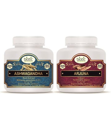 Biotic Ashwagandha Capsules and Arjuna Capsules Extract Capsule 120 no.s