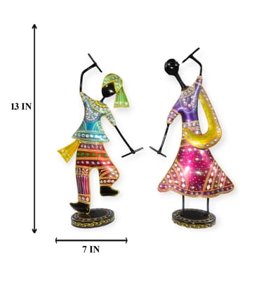 Handcrafted Metal Indian Dancing Couple Showpiece