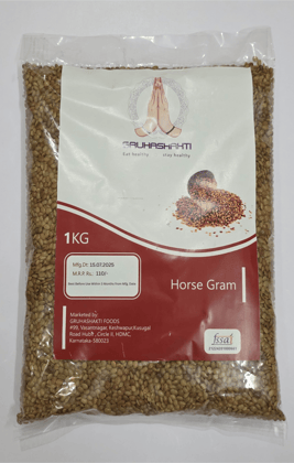 GRUHASHAKTI FOODS Horse Gram (Kulthi/Khurti) Whole โ 1kg | Unpolished, Natural, High Protein & Fiber | Ideal for Sprouts, Curries, Herbal Tea | Clean & Hygienic Packing GRUHASHAKTI FOODS Horse Gram (Kulthi/Khurti) Whole โ 1kg | Unpolished, Natural, High Protein & Fiber | Ideal for Sprouts, Curries, Herbal Tea | Clean & Hygienic Packing